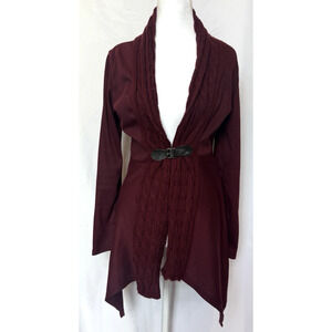 Womens Y2K Knit Whimsygoth Asymmetrical Cardigan Size M Buckle Vamp Renfair